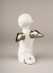 Angel Praying Angel Figurine. Silver Lustre