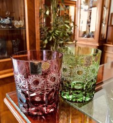 Color-cut crystal whiskey glasses - set of 2pcs - Height 9cm/320ml