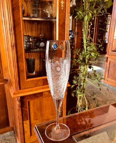 Copas de champán de cristal tallado - juego de 6 piezas - Altura 26cm/200ml