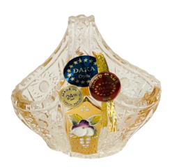 Gold-plated cut crystal small basket - Height 8cm