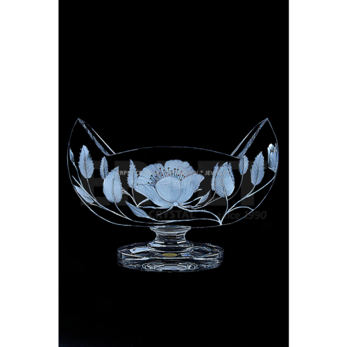 Oval footed bowl - flowers + gold