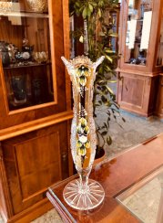 ゴールドプレート・カット・クリスタル製花瓶 - 高さ23cm