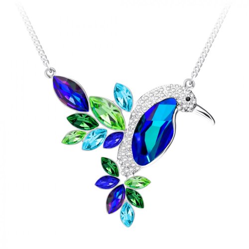 Bižuterní náhrdelník Flying Gem by Veronika, kolibřík s českým křišťálem Preciosa