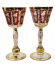 Barevně dekorované lištované sklenice na víno - set 2ks - Výška 18cm/140ml