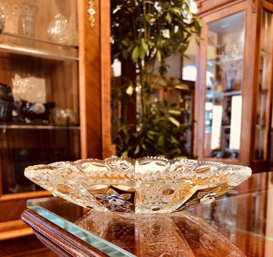Cuenco de cristal tallado bañado en oro - Altura 3cm