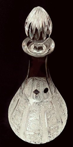 Cut crystal wine bottle - Height 35cm/1000ml