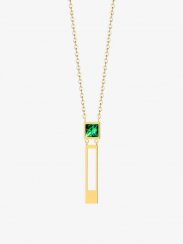 náhrdelník Straight z chirurgické oceli, český křišťál, emerald