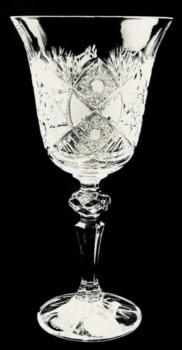 Copas de vino blanco de cristal tallado - juego de 6 piezas - Altura 18cm/220ml