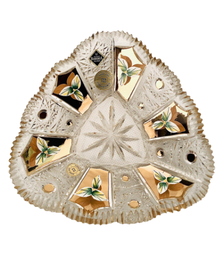 Cuenco de cristal tallado bañado en oro - Altura 3cm