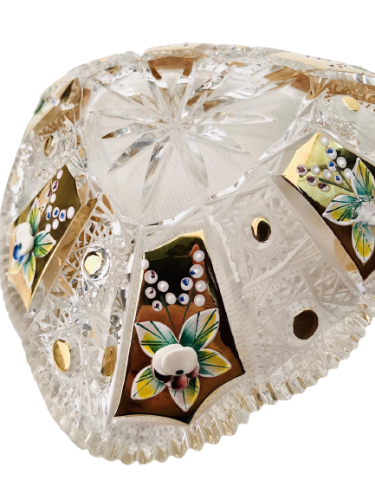 Cuenco de cristal tallado bañado en oro - Altura 3cm