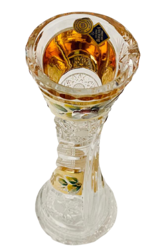 Broušená pozlacená váza - Výška 22cm