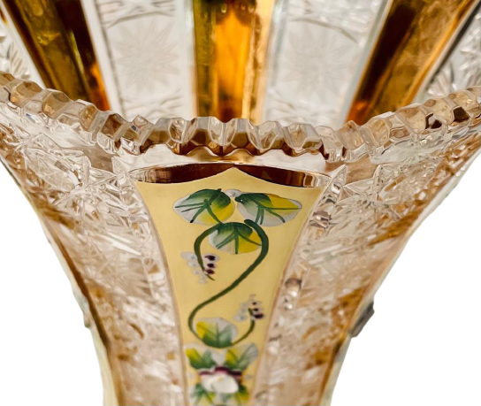 Gold-crystal cut crystal vase - Height 30cm