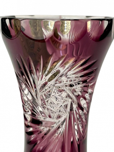 カラーカット・クリスタル製花瓶 - 高さ10cm