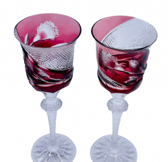 Přejímané luxusní ryté sklenice na víno (Rubín) - set 2ks
