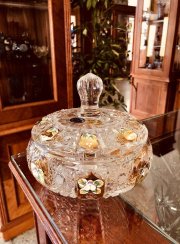 Gold-plated cut crystal box - Height 14cm