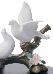 Doves on A Cherry Tree Figurine