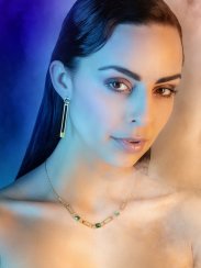 náušnice Straight z chirurgické oceli, český křišťál,  emerald