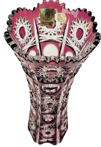 Broušená barevná váza - Výška 18cm