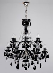 Křišťálový lustr 1740-6+6-NK Black + Crystal heads