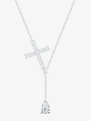 stříbrný náhrdelník Shiny Cross, křížek, kubická zirkonie, bílý
