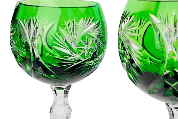 Broušené barevné sklenice na víno - set 2ks - Výška 20cm/190ml