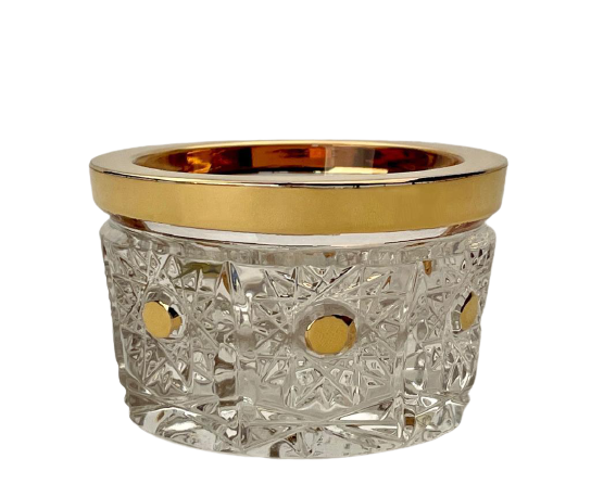Broušená zlacená mísa - Výška 4cm