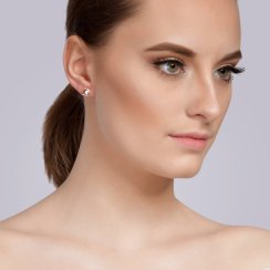 stříbrné náušnice Optica, český křišťál, oranžové