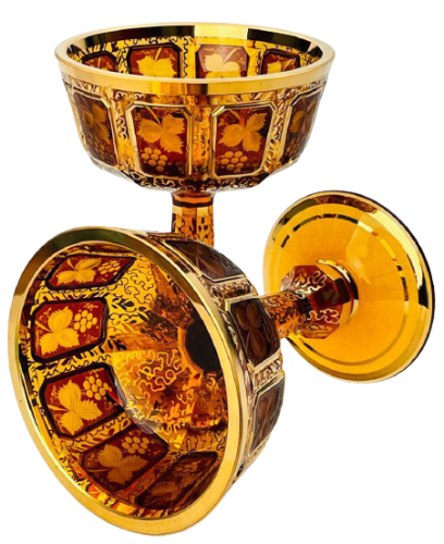 Barevně dekorované lištované sklenice na šampaňské - set 2ks - Výška 14cm/210ml