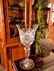 Copas de vino blanco de cristal tallado - juego de 6 piezas - Altura 17cm/170ml