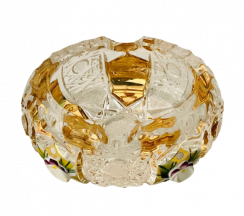 Gold-plated hand cut crystal ashtray - Height 3cm / Diameter 18cm