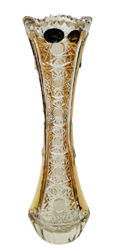 Jarrón de cristal tallado dorado - Altura 25cm