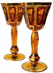 パネル付きワイングラス 2個セット 高さ18cm/140ml