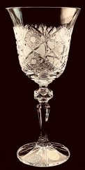 Cut crystal white wine glasses - set of 6pcs - Height 17cm/170ml