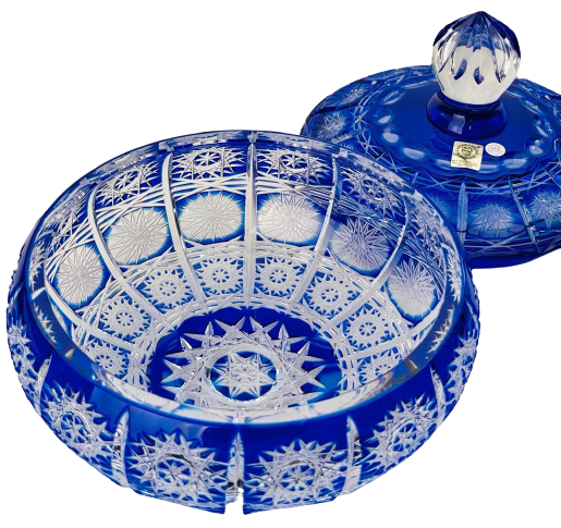 Broušená barevná dóza - Výška 18cm