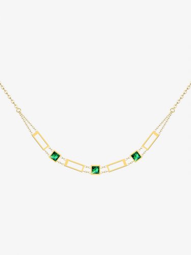 náhrdelník Straight z chirurgické oceli, český křišťál, velký, emerald