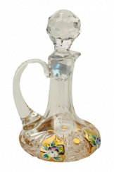 Gold-crystal cut crystal small carafe with stopper - Height 16cm