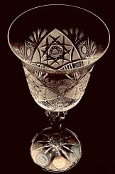 Copas de vino blanco de cristal tallado - juego de 6 piezas - Altura 18cm/220ml