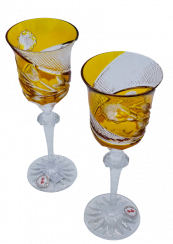 Přejímané luxusní ryté sklenice na víno (Amber) - set 2ks
