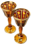 Barevně dekorované lištované sklenice na víno - set 2ks - Výška 18cm/140ml