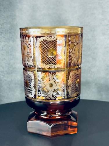 Váza Egermann - ambr-lazura s rytinou