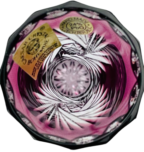 彩色切割水晶花瓶 - 高10厘米