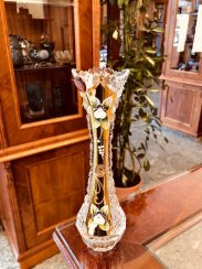ゴールドプレート・カット・クリスタル製花瓶 - 高さ20cm
