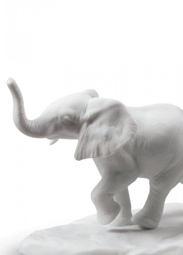 Following The Path Elephants Sculpture. White