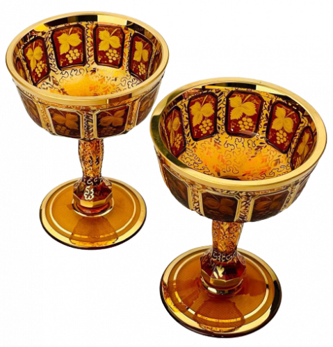 Paneled champagne glass - set of 2pcs - Height 14cm/210ml