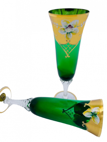 Champagne glasses decorated with high enamel - set of 2pcs - Height/190ml