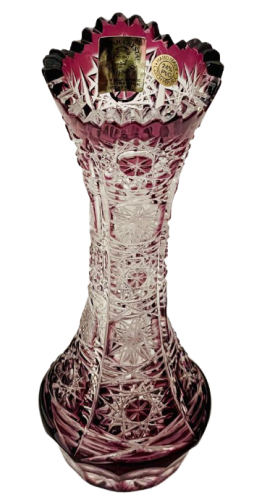 Barevně přejímaná broušená váza - Výška 18cm