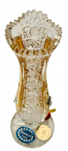 Jarrón de cristal tallado bañado en oro - Altura 15cm