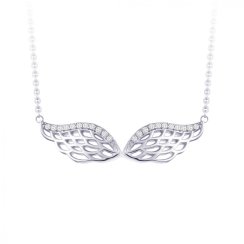 Stříbrný náhrdelník Angel Wings, andělská křídla s kubickou zirkonií Preciosa