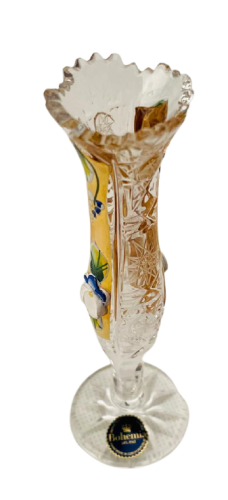 Jarrón de cristal tallado dorado - Altura 13cm