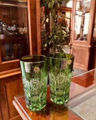 Barevné broušené sklenice na vodu - set 2ks - Výška 10cm/100ml